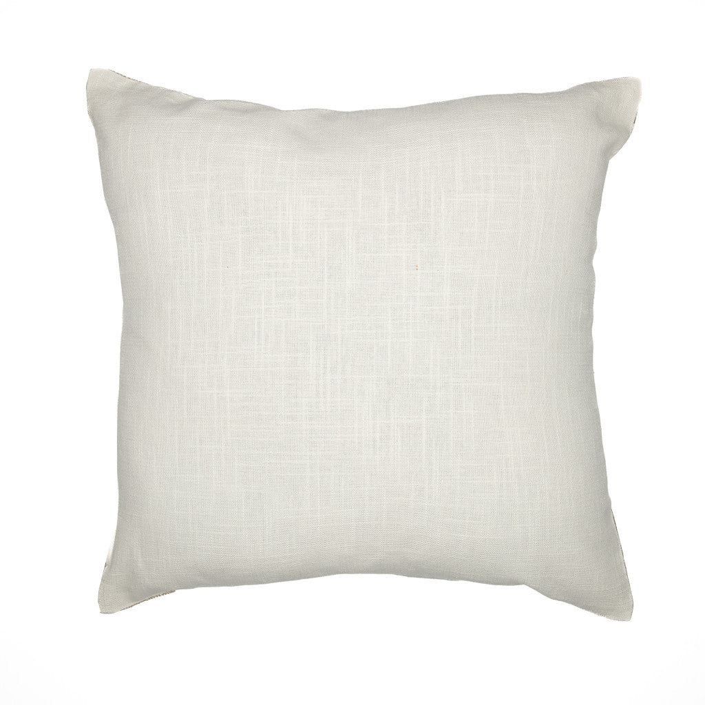Taupe & Ivory Geometric Cotton Blend Pillow w/ Embroidery