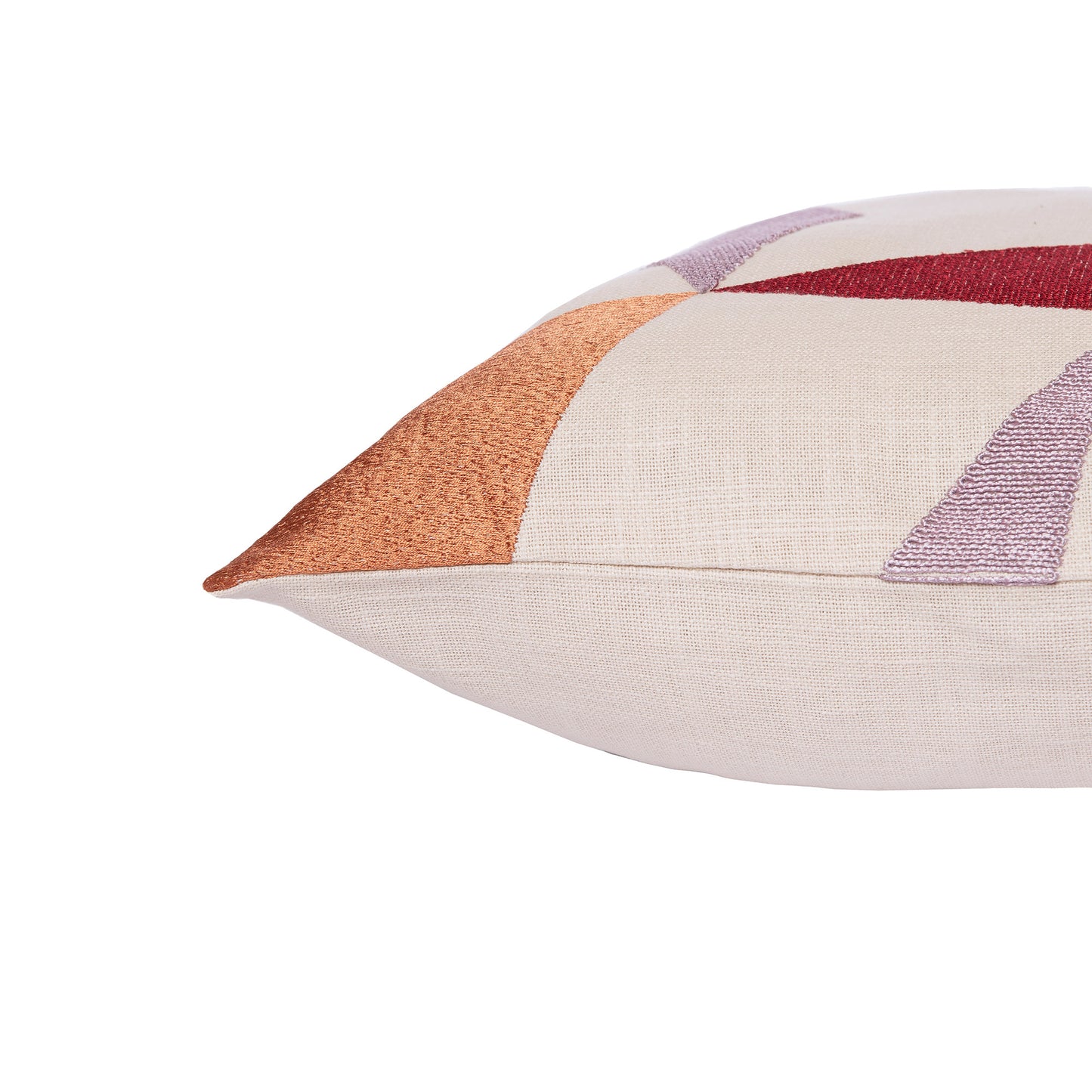 Ivory Geometric Cotton Blend Pillow w/ Embroidery