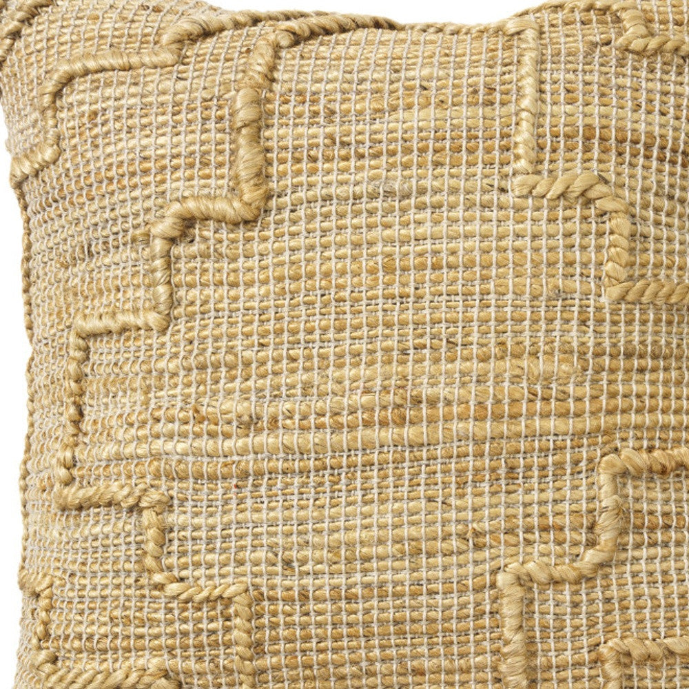 Natural Trellis Jute Pillow w/ Embroidery