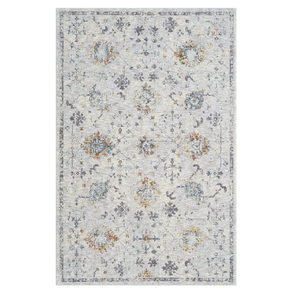8 x 10 Ivory & Blue Floral Rug