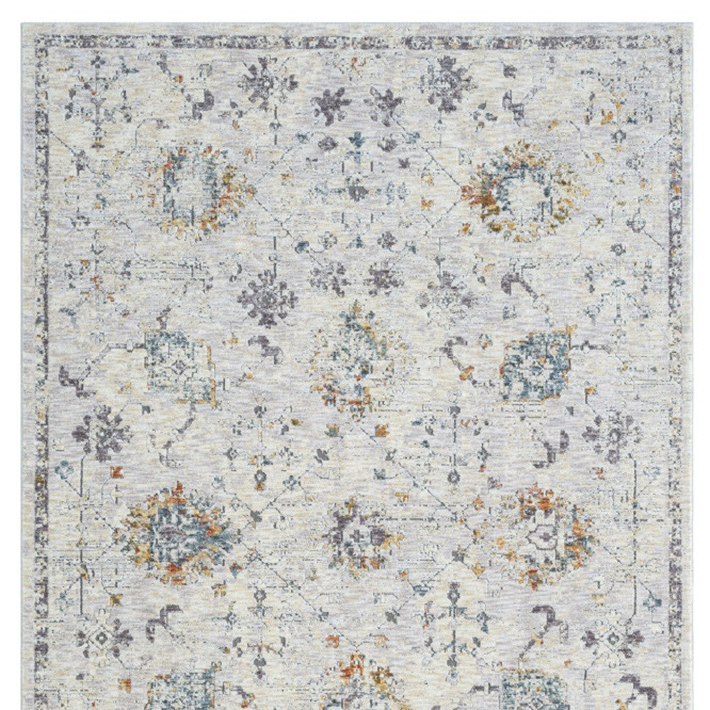 8 x 10 Ivory & Blue Floral Rug