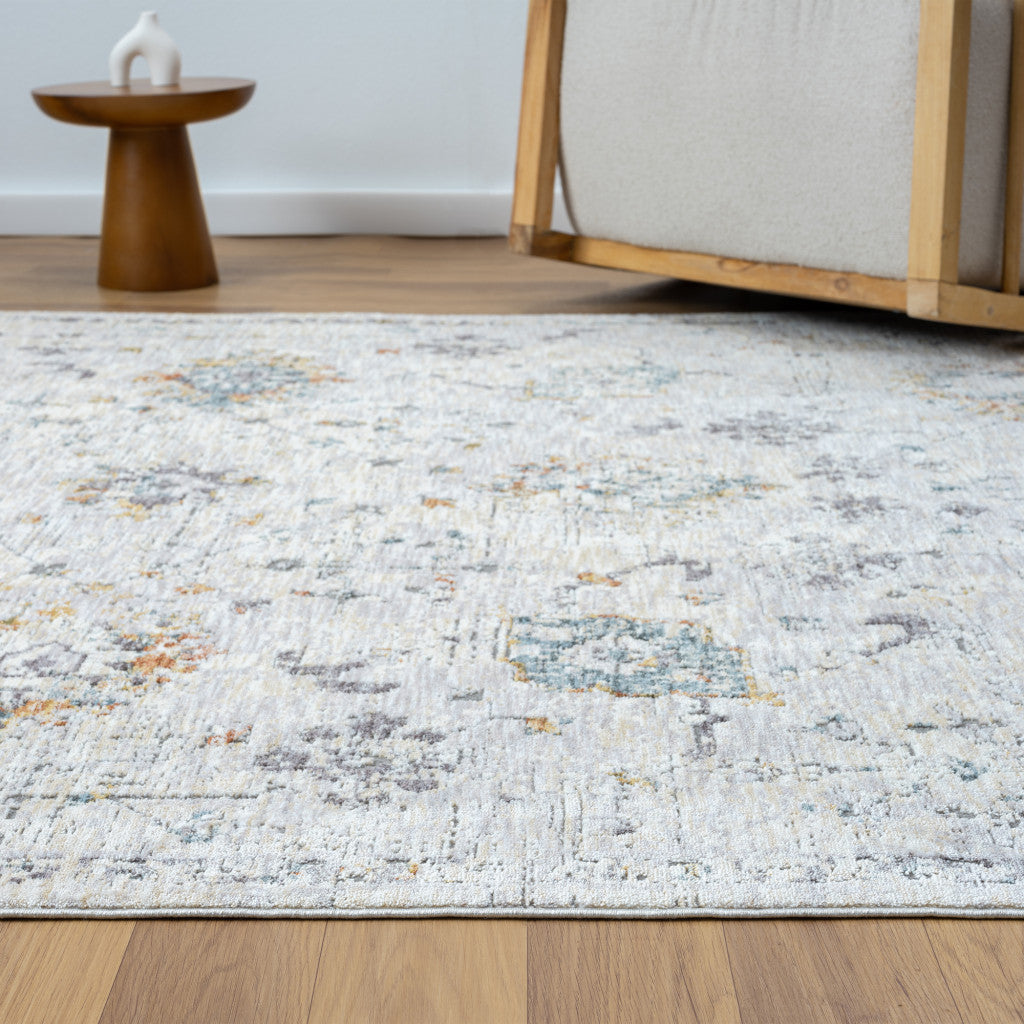 8 x 10 Ivory & Blue Floral Rug