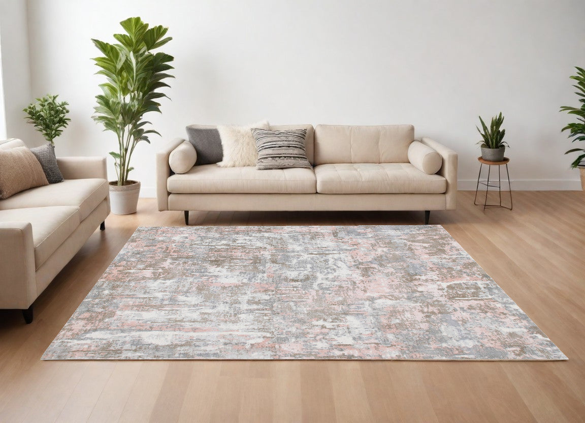 9 x 12 Gray & Pink Hand Loomed Rug