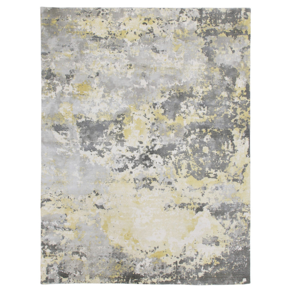 9 x 12 Gray & Yellow Hand Loomed Rug
