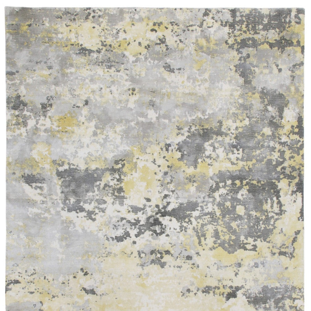 9 x 12 Gray & Yellow Hand Loomed Rug