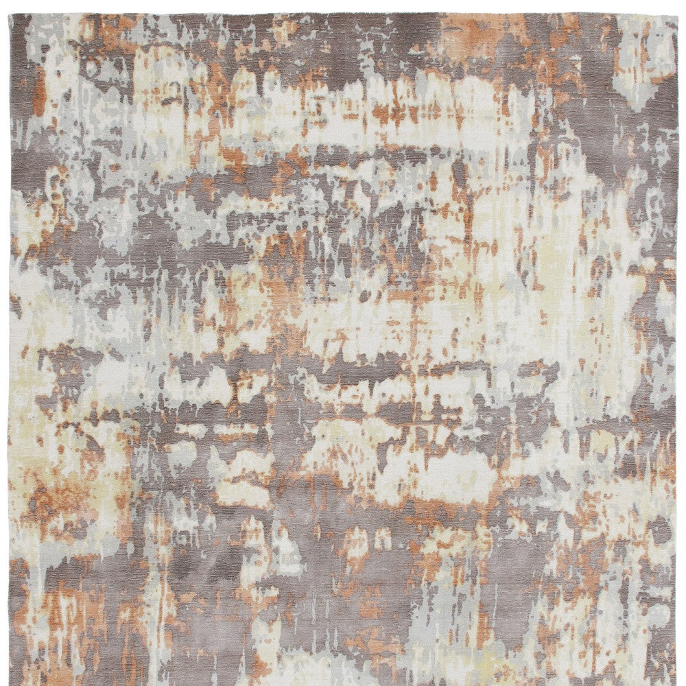 8 x 10 Brown & Tan Wool Blend Hand Loomed Rug
