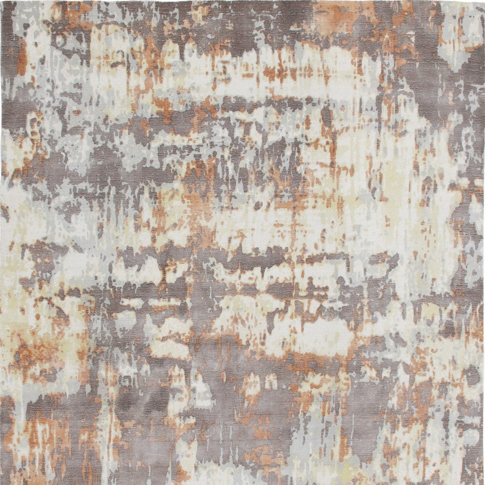 9 x 12 Brown & Tan Wool Blend Hand Loomed Rug