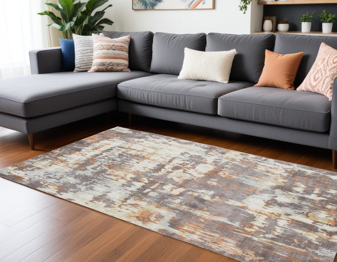 9 x 12 Brown & Tan Wool Blend Hand Loomed Rug