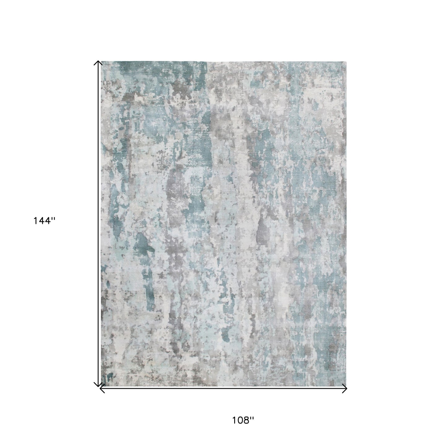 9 x 12 Ivory Blue & Gray Wool Blend Hand Loomed Rug