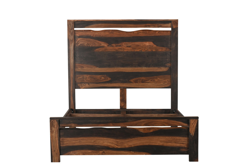Dark Brown Live Edge Solid Wood King Bed Frame