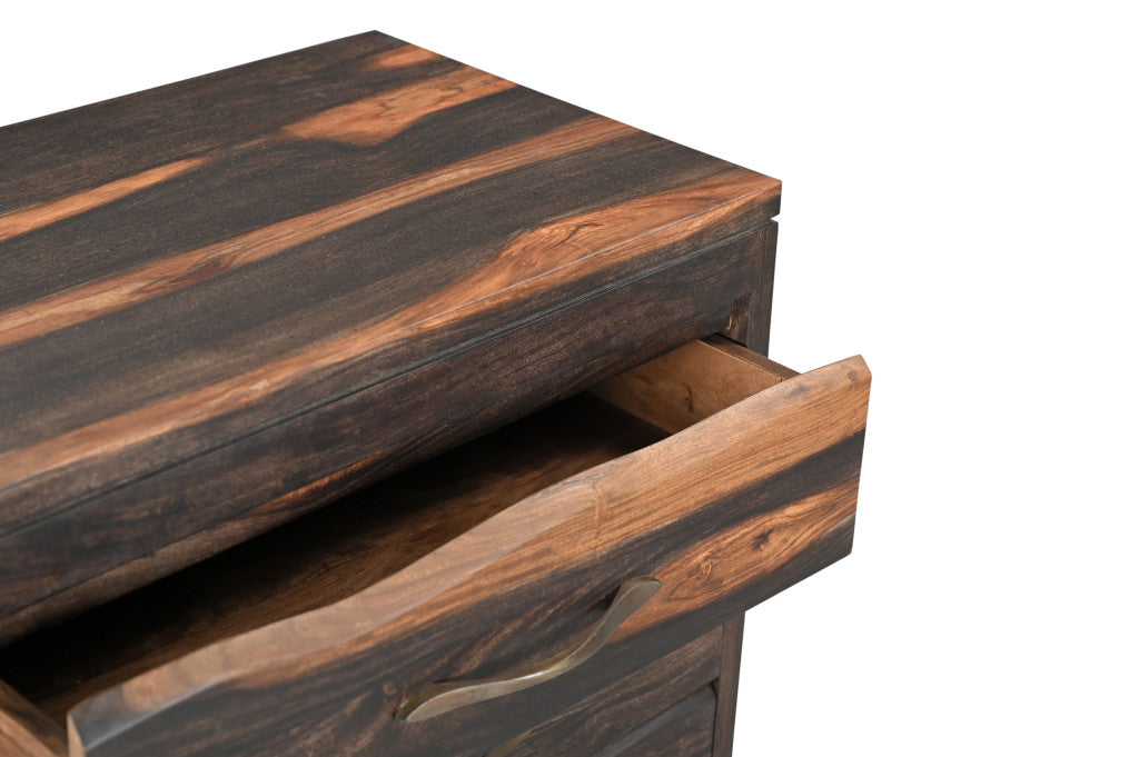 Dark Brown Three Drawer Live Edge Solid Wood Nightstand