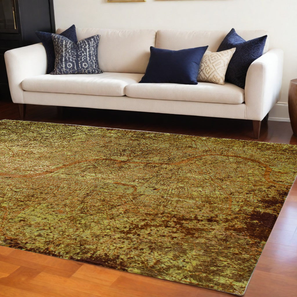 7 x 9 Green & Brown Non Skid Rug