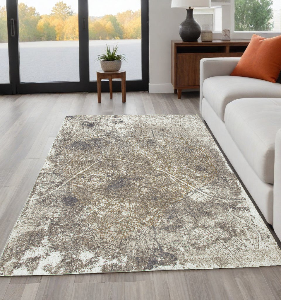 5 x 7 Gray & White Non Skid Rug
