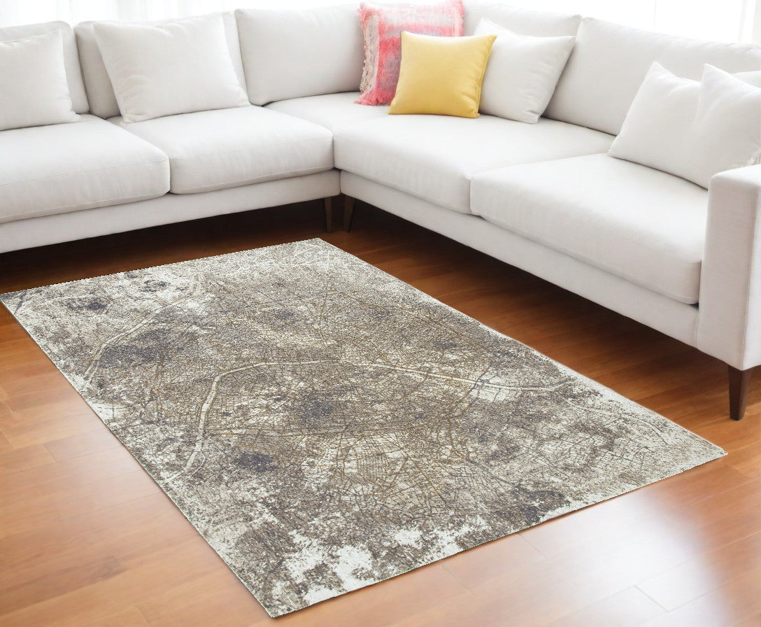 7 x 9 Gray & White Non Skid Rug