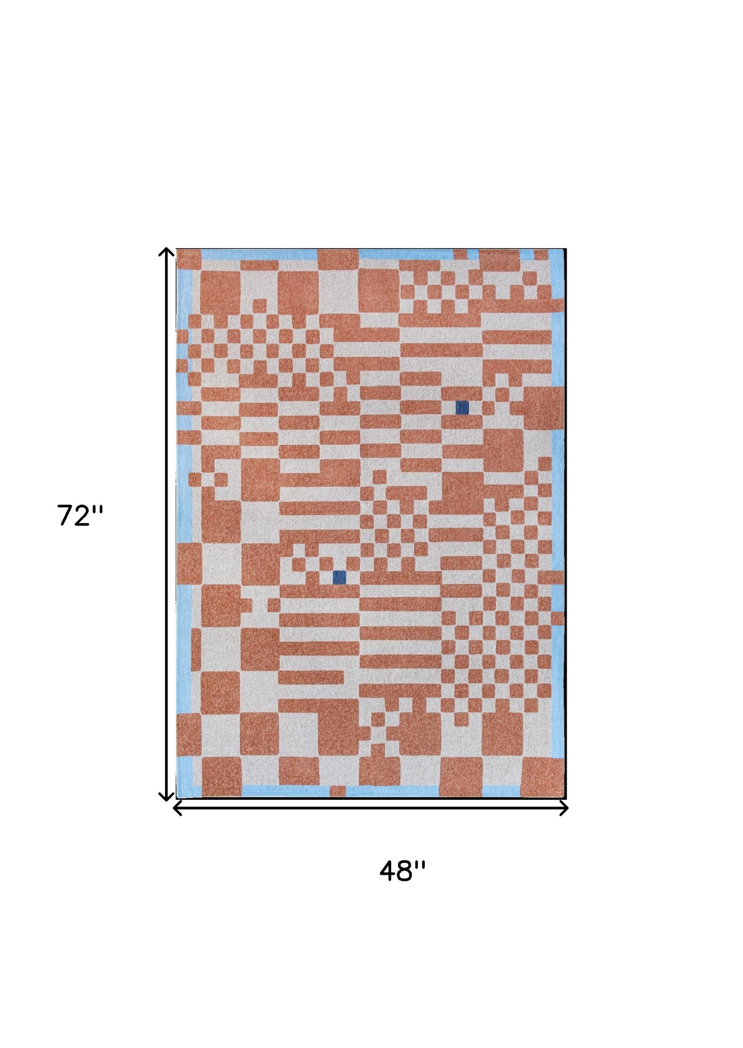 5 x 7 Blue & Red Geometric Non Skid Rug