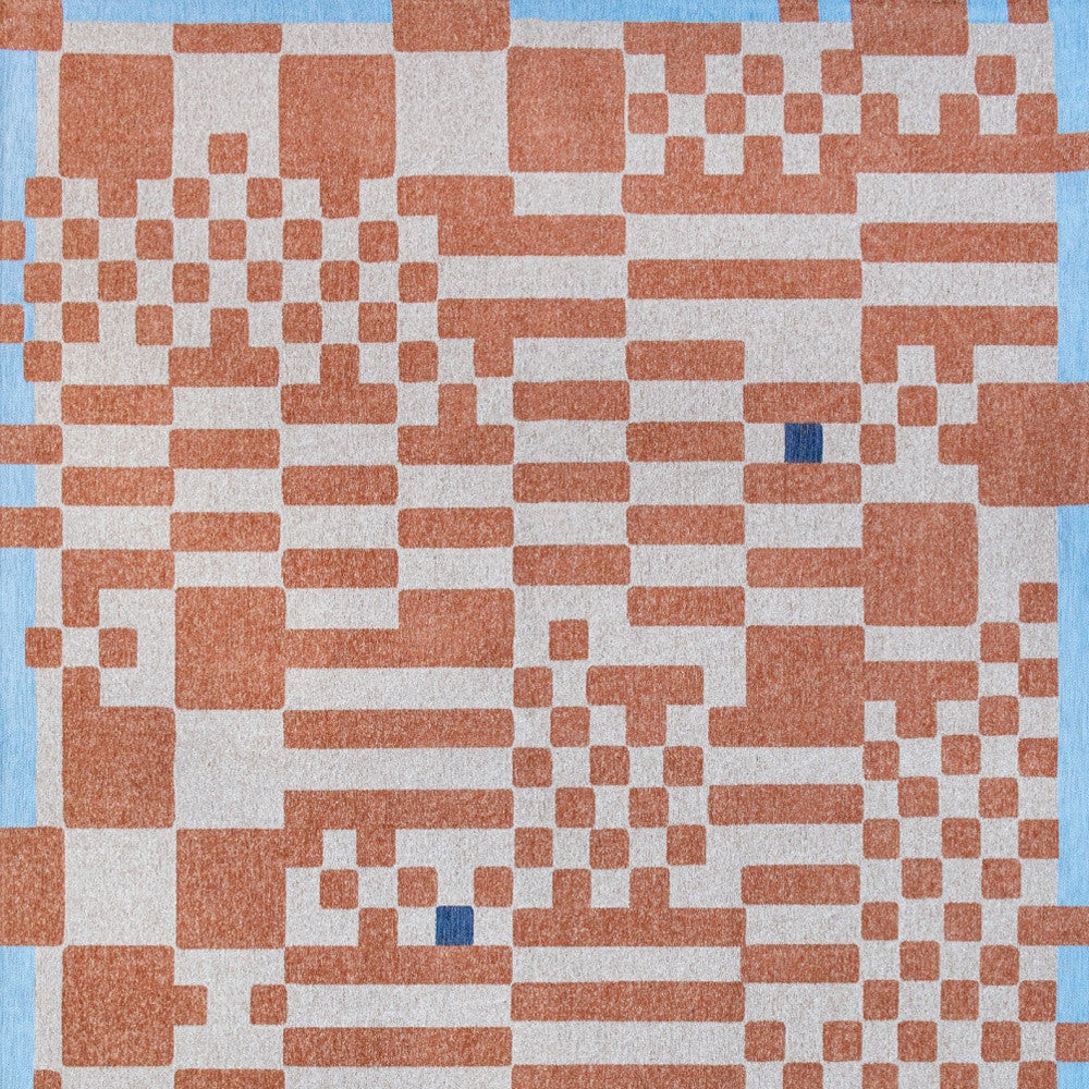 5 x 7 Blue & Red Geometric Non Skid Rug