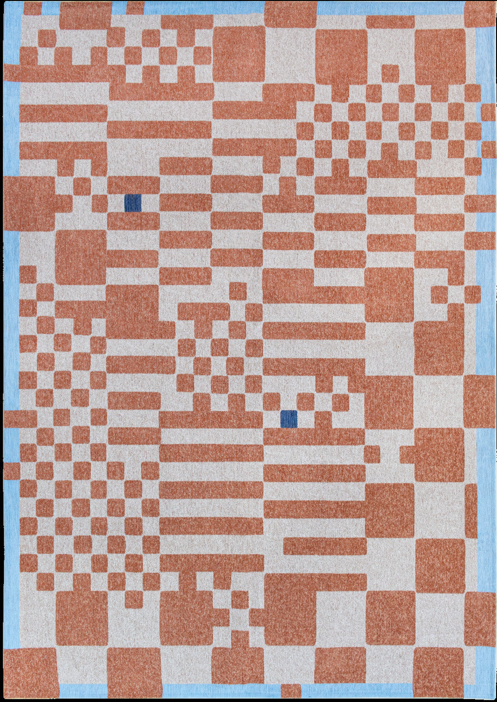 7 x 9 Blue & Red Geometric Non Skid Rug