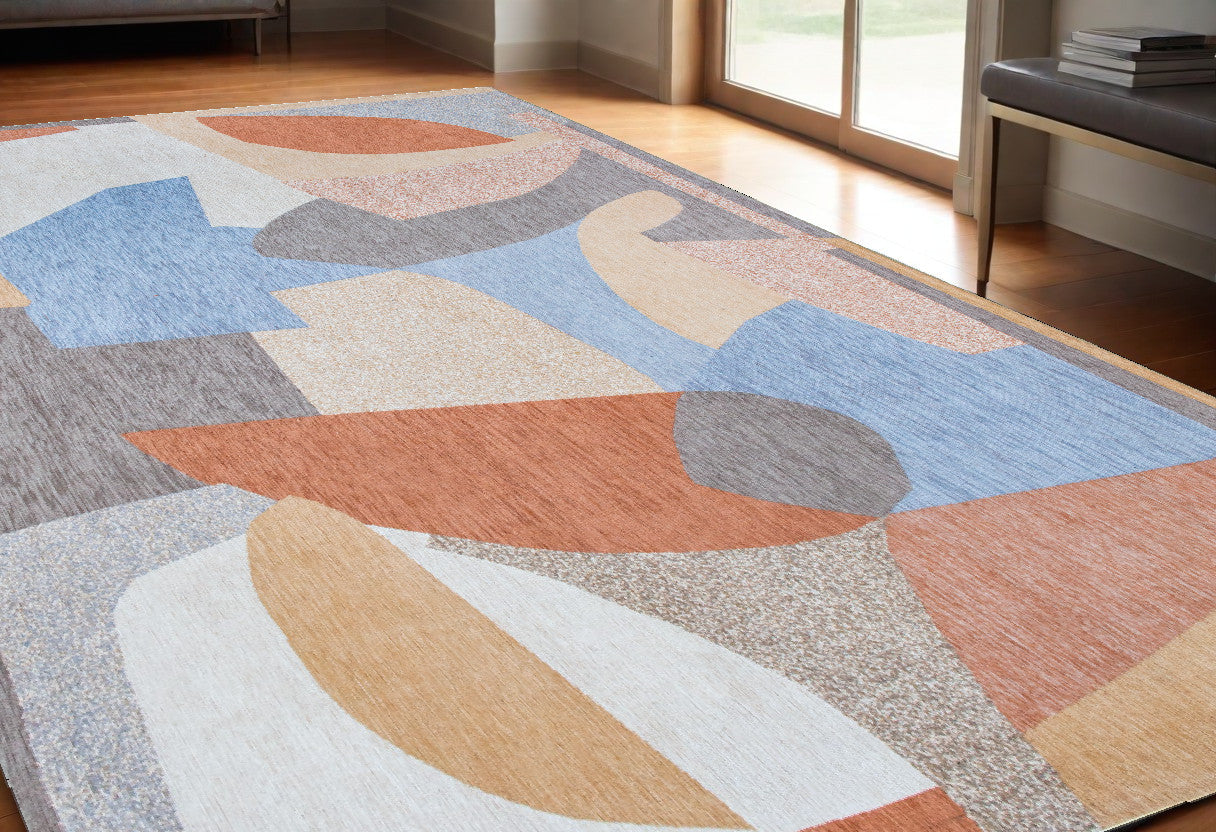 5 x 7 Blue & Gray Non Skid Rug