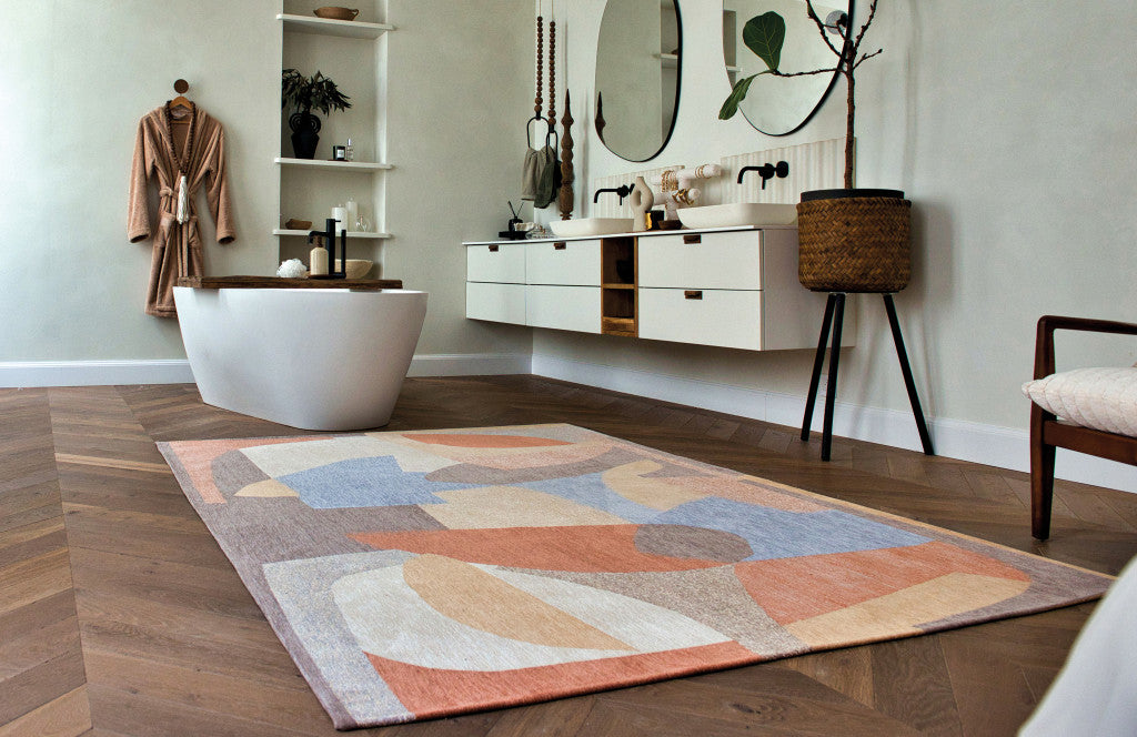 7 x 9 Blue & Gray Non Skid Rug