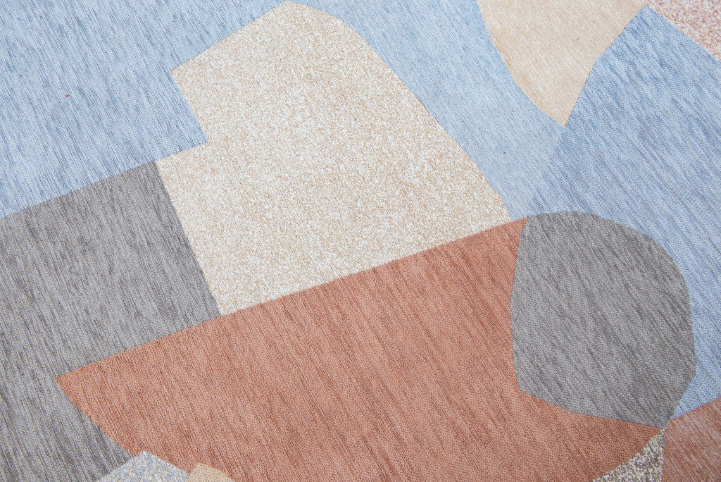 7 x 9 Blue & Gray Non Skid Rug