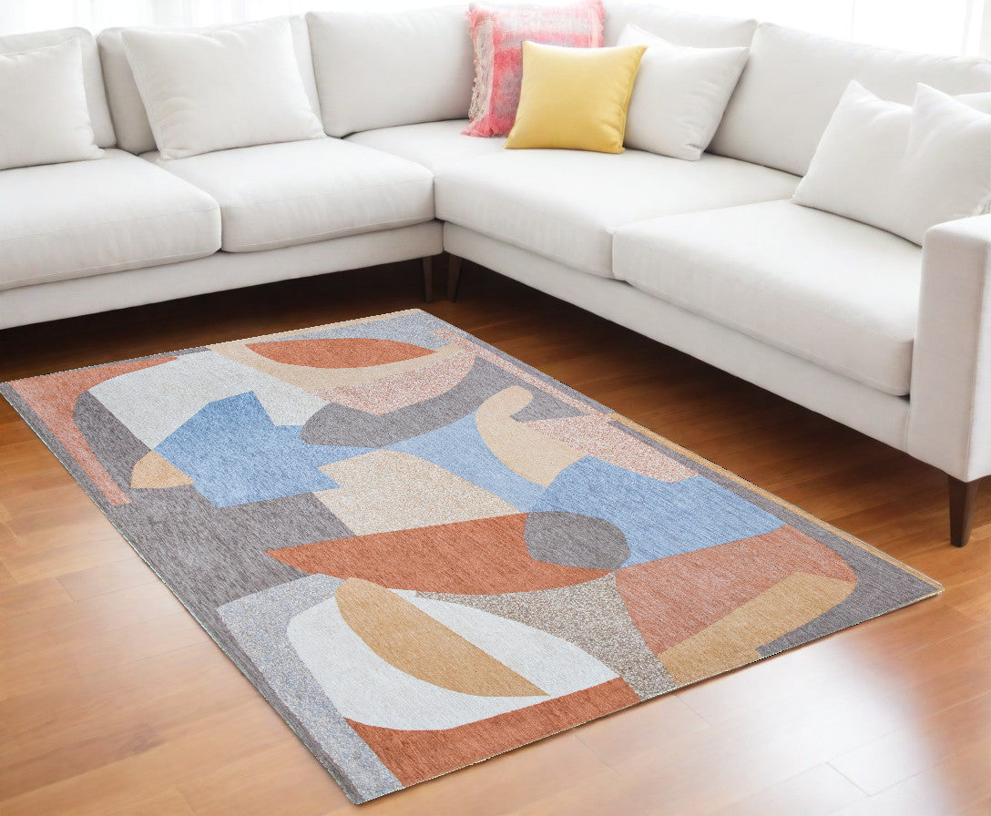 7 x 9 Blue & Gray Non Skid Rug