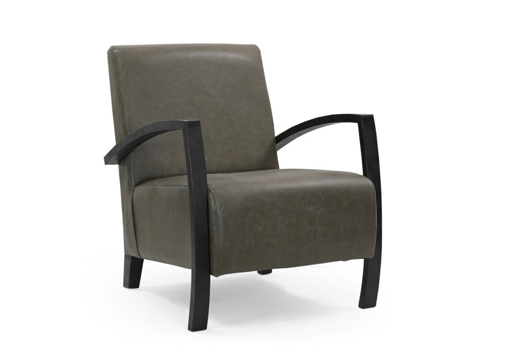 Green & Black Top Grain Leather Arm Chair