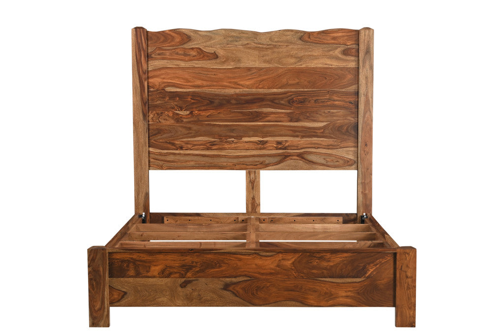 Brown Live Edge Solid Wood Bed Frame