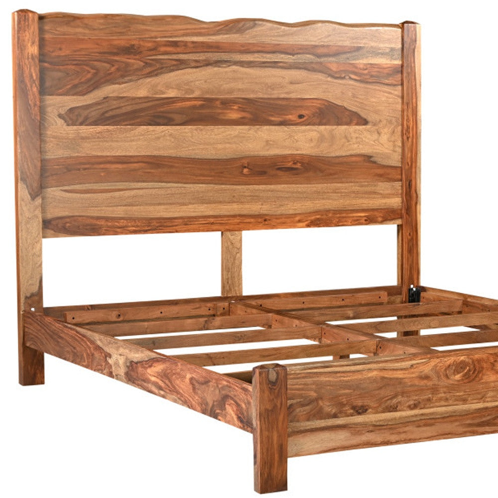 Brown Live Edge Solid Wood Bed Frame