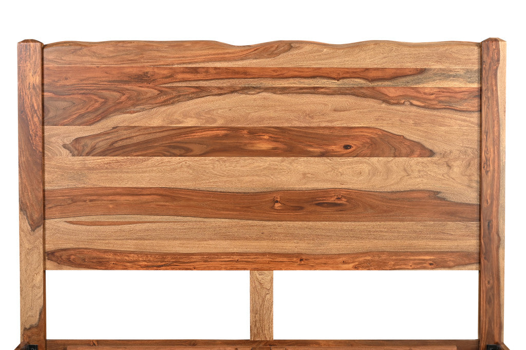 Brown Live Edge Solid Wood Bed Frame