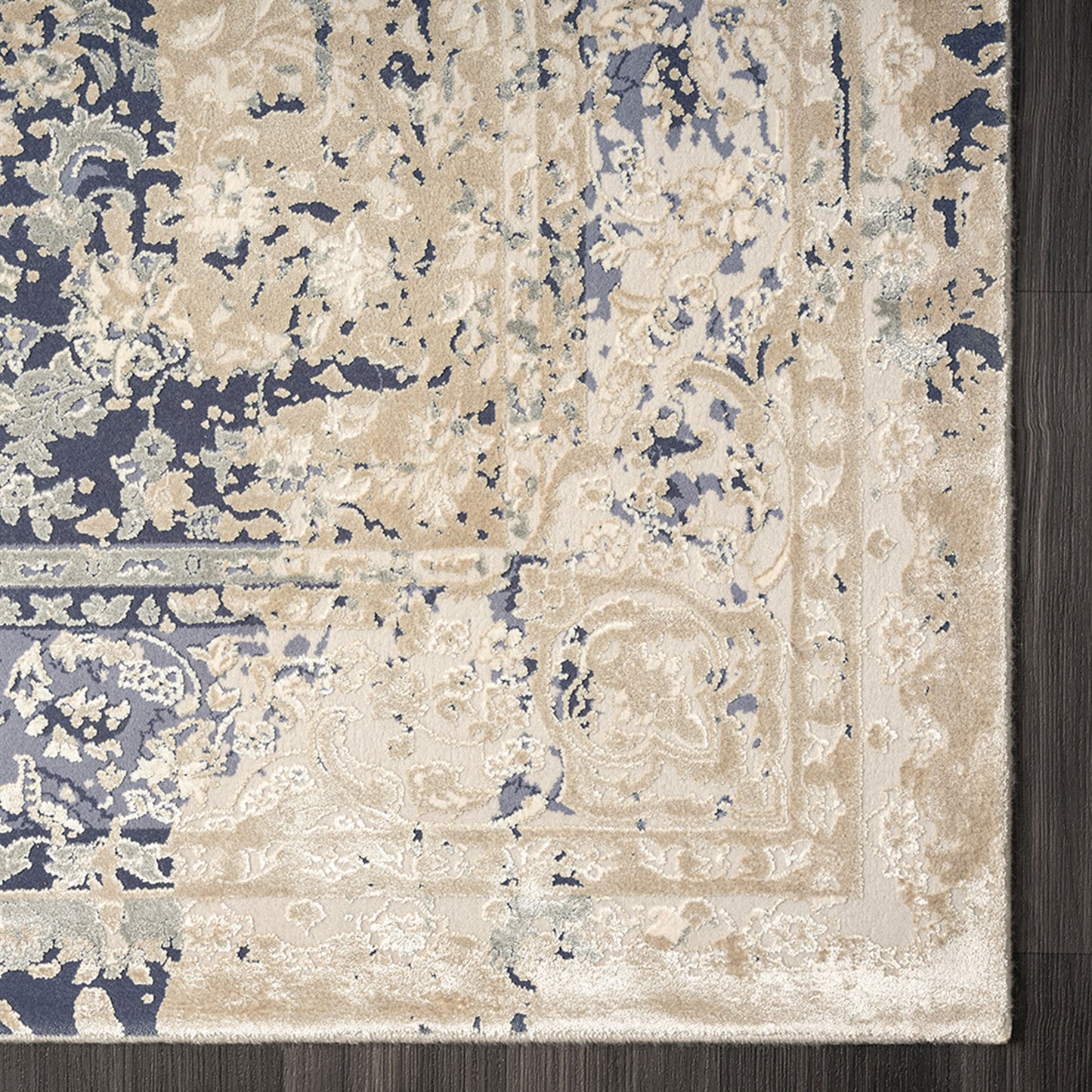 8 x 10 Blue & Ivory Floral Rug