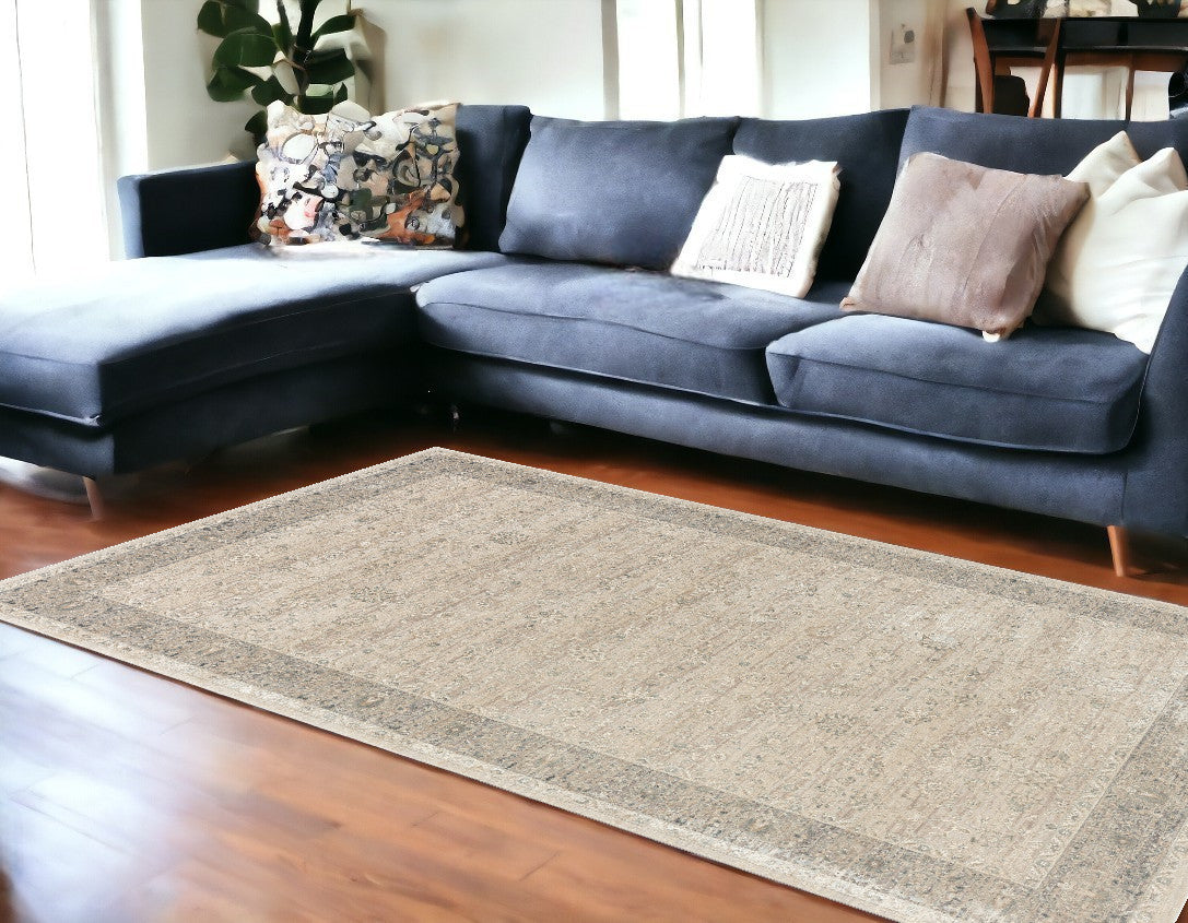 8 x 10 Beige & Ivory Floral Rug