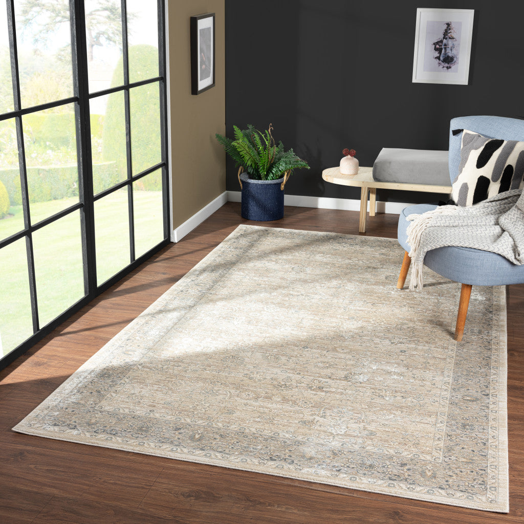 8 x 10 Beige & Ivory Floral Rug