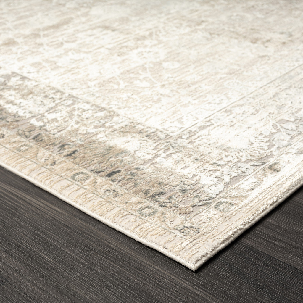 8 x 10 Beige & Ivory Floral Rug