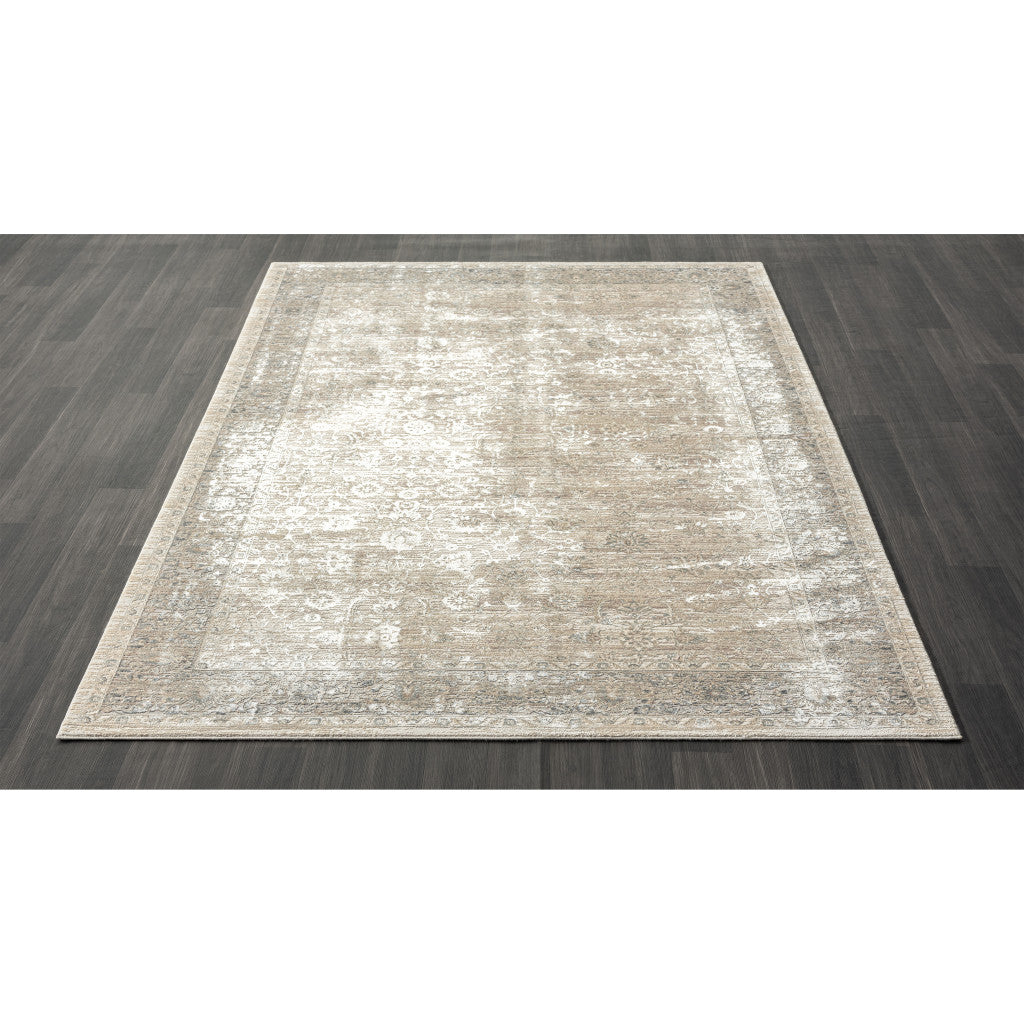 8 x 10 Beige & Ivory Floral Rug