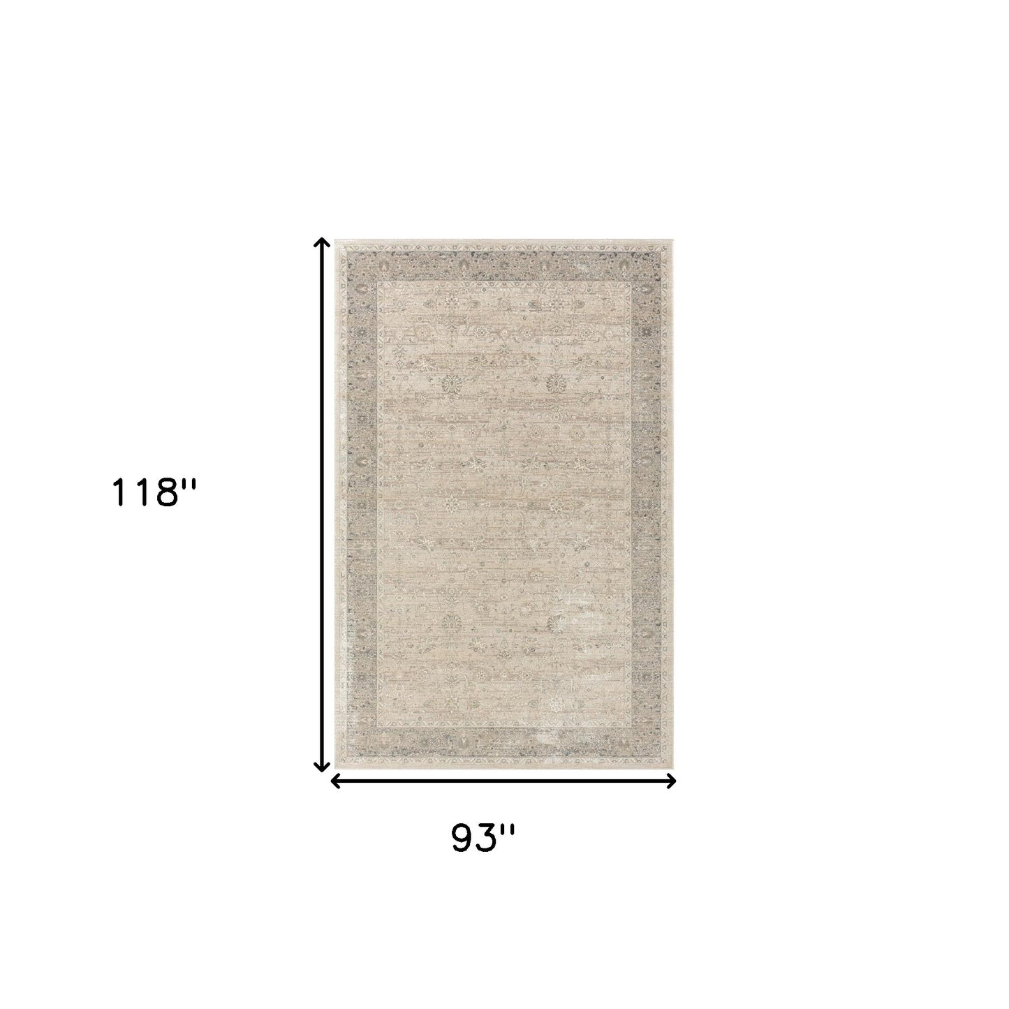 8 x 10 Beige & Ivory Floral Rug