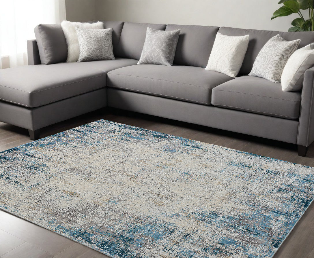 9 x 12 Blue & Ivory Rug