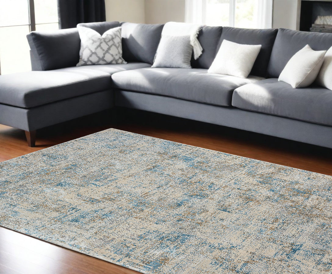 9 x 12 Blue & Ivory Rug
