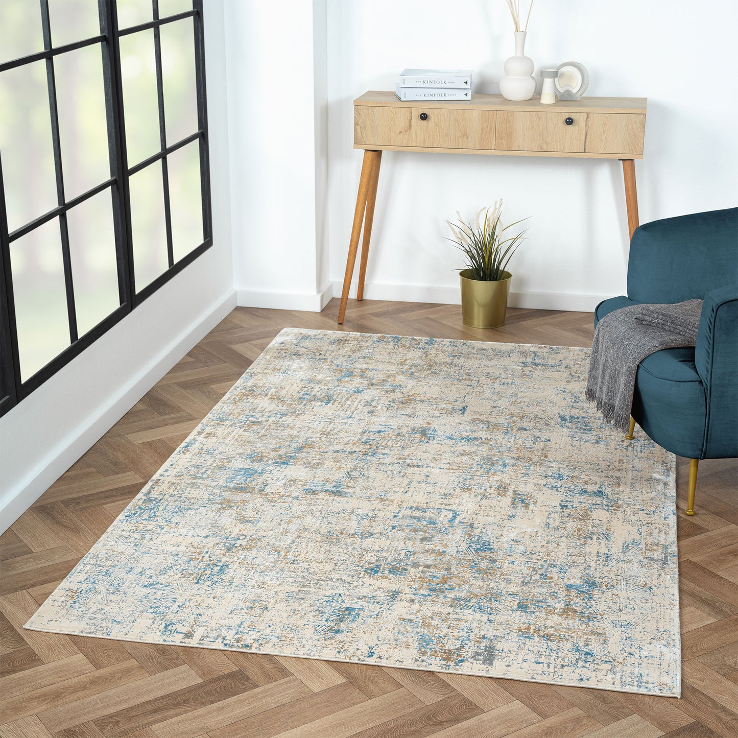 9 x 12 Blue & Ivory Rug