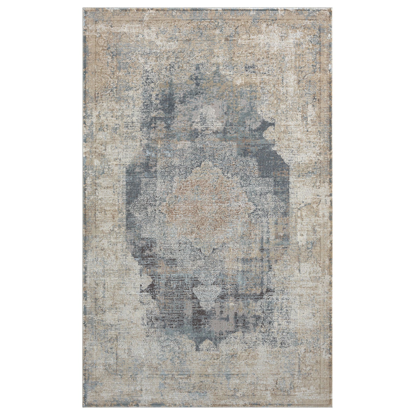 9 x 12 Beige & Gray Medallion Rug
