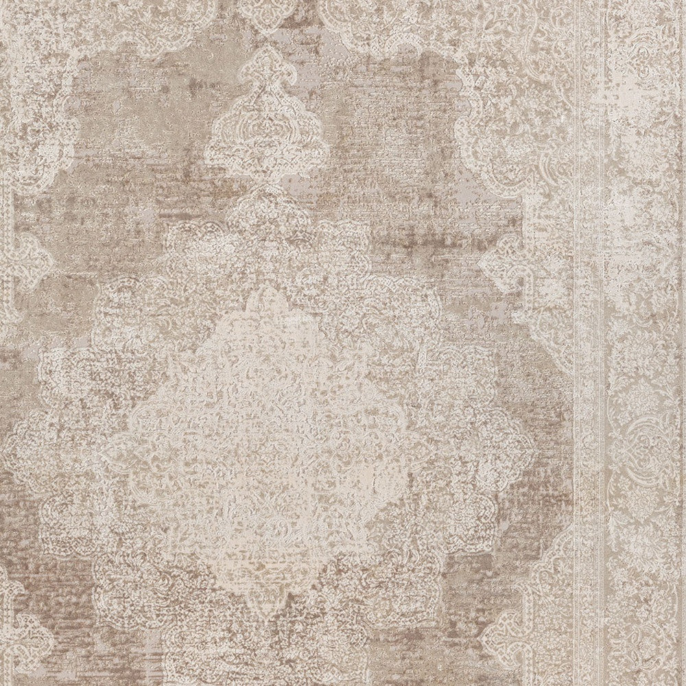 9 x 12 Beige & Ivory Medallion Rug