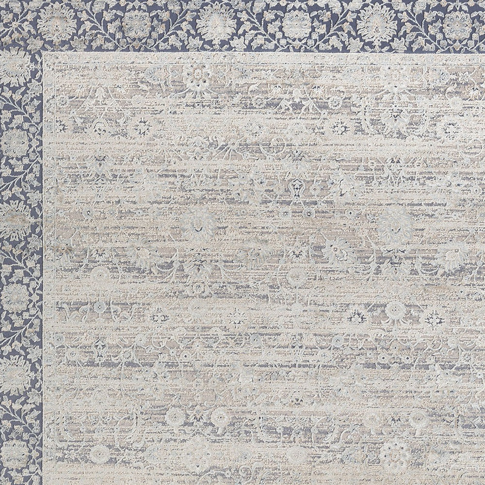 8 x 10 Blue & Beige Floral Rug