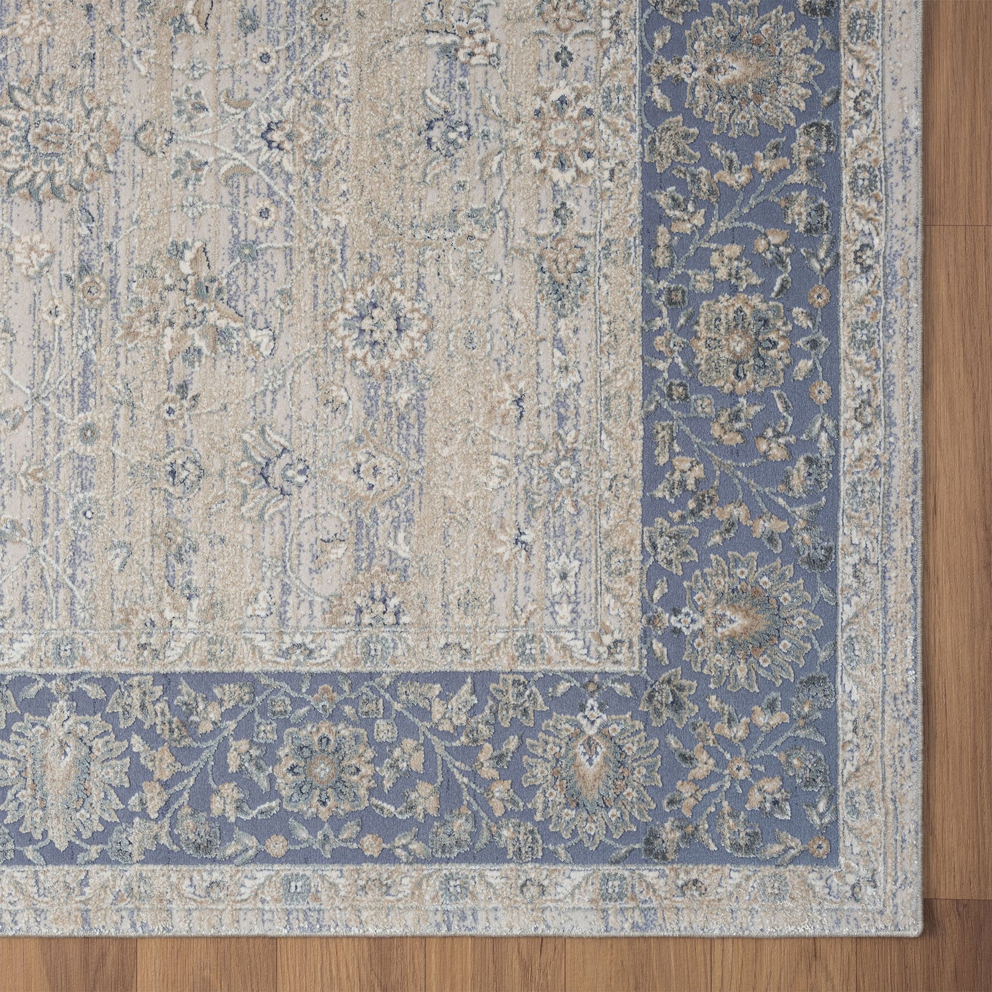 8 x 10 Blue & Beige Floral Rug