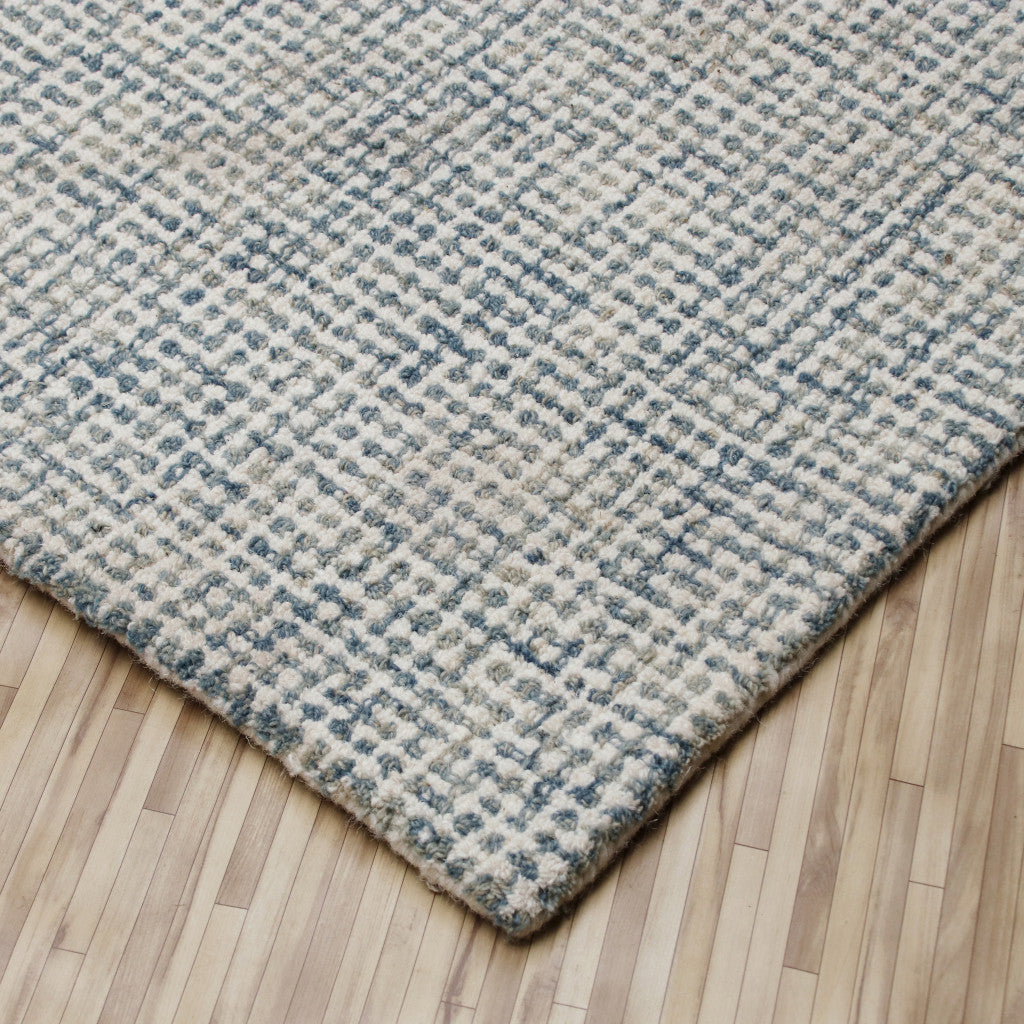 8 x 10 Blue & Ivory Wool Hand Tufted Rug