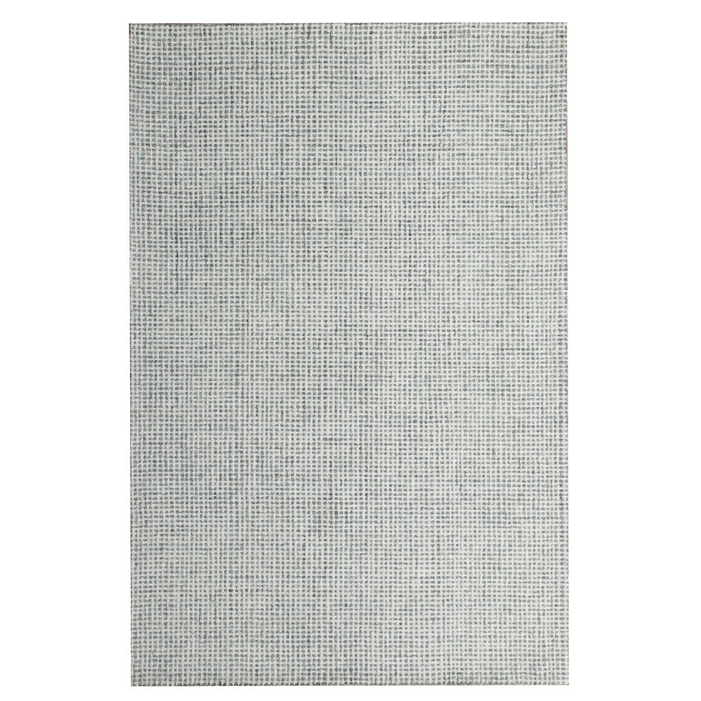 8 x 10 Green & Ivory Wool Checkered Hand Tufted Rug