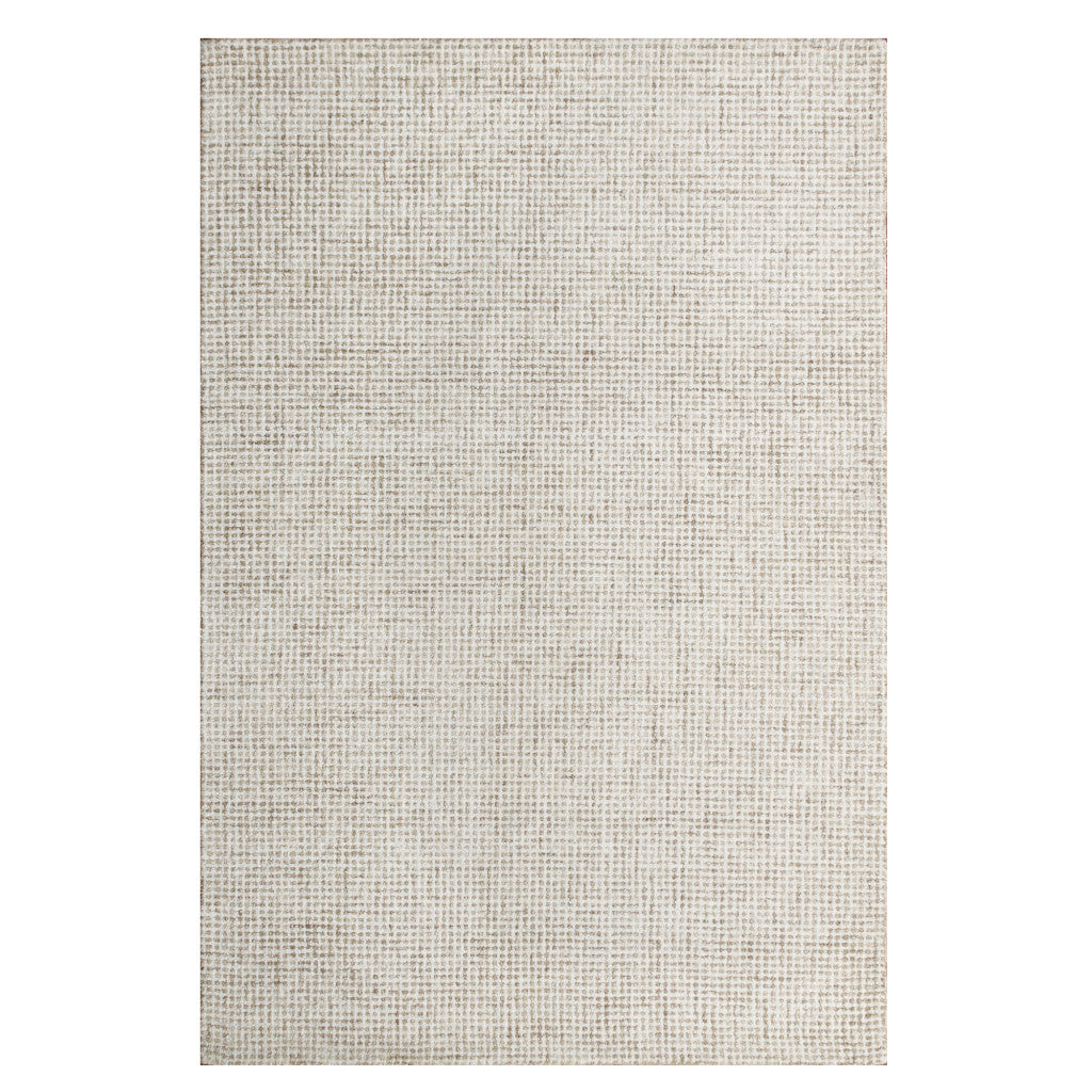 8 x 10 Beige & Ivory Wool Checkered Hand Tufted Rug