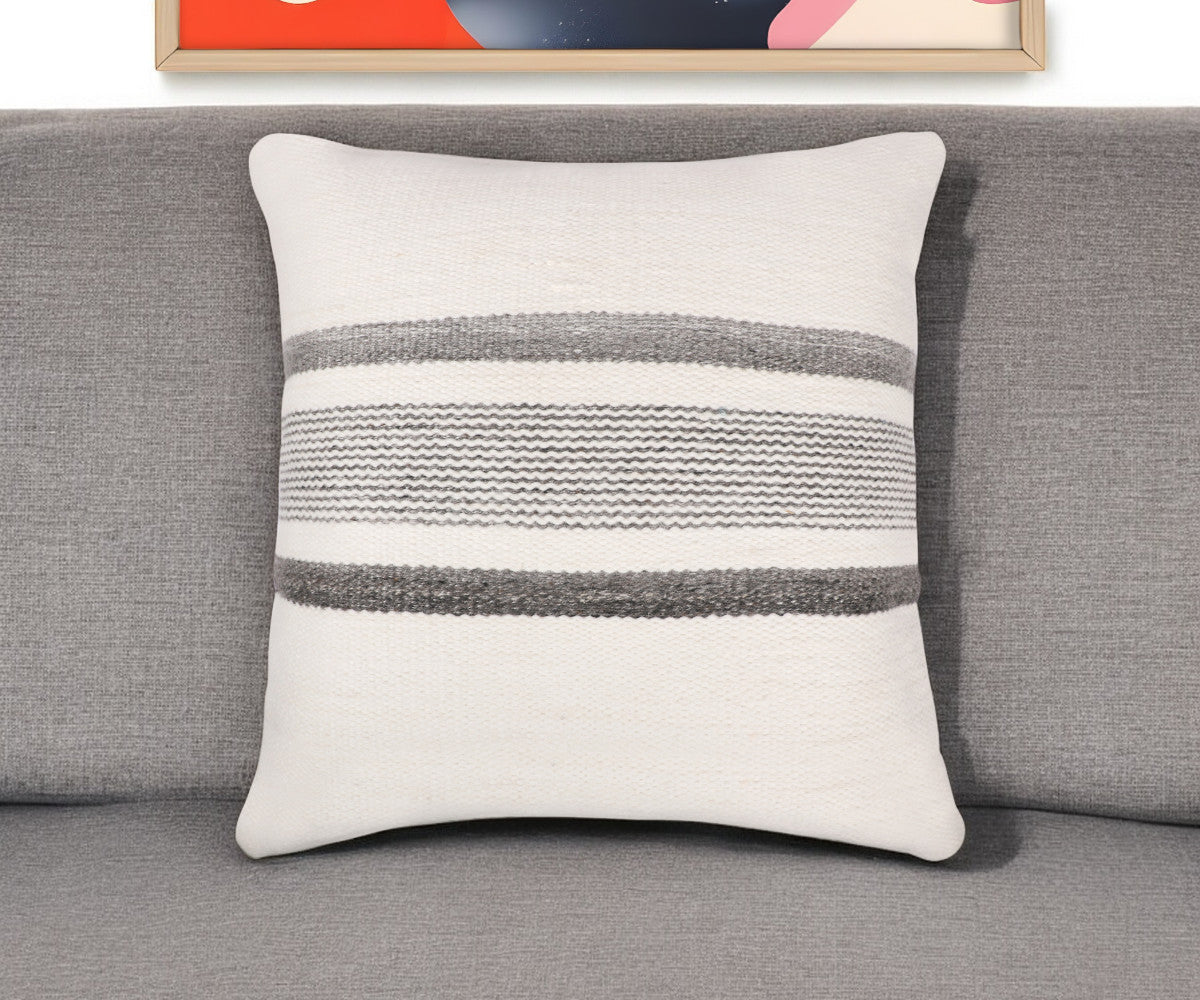 Black Gray & White Striped Pillow