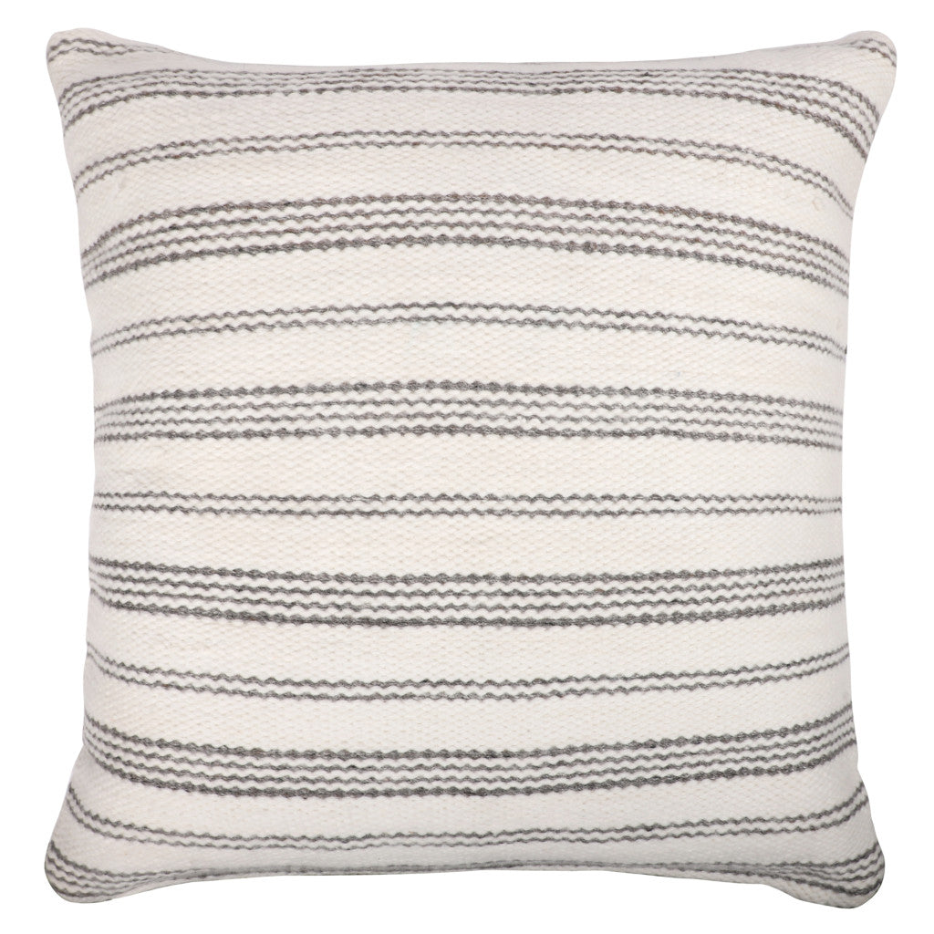 Black Gray & White Striped Pillow