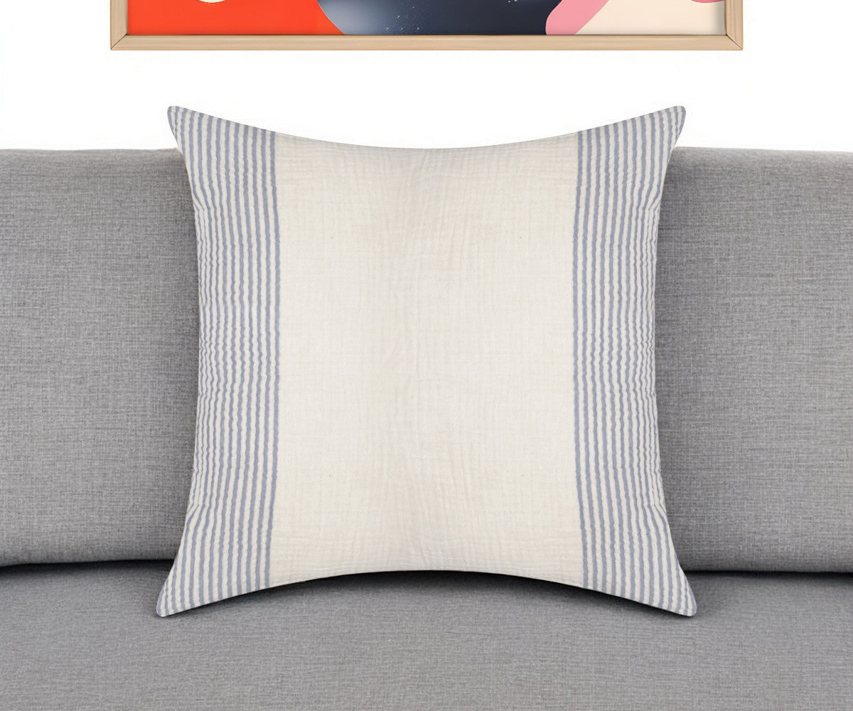 Blue Striped Cotton Pillow