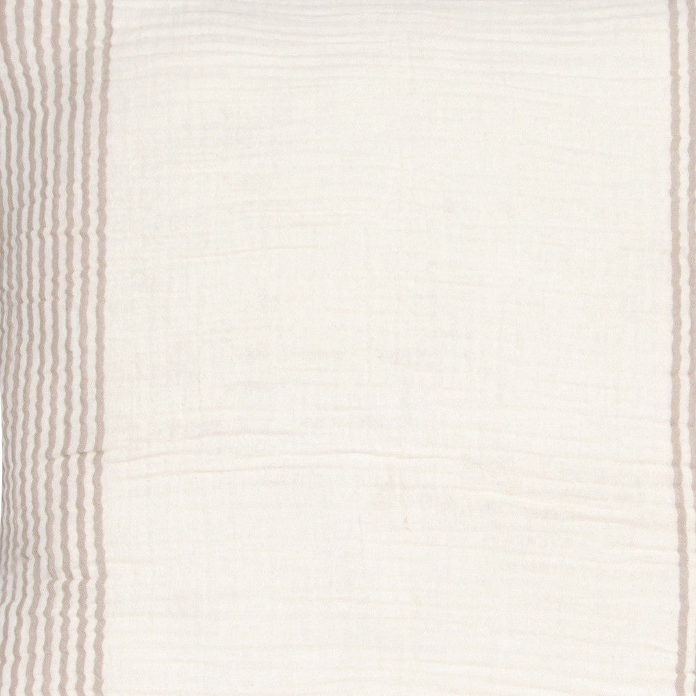 Beige & Ivory Striped Cotton Pillow