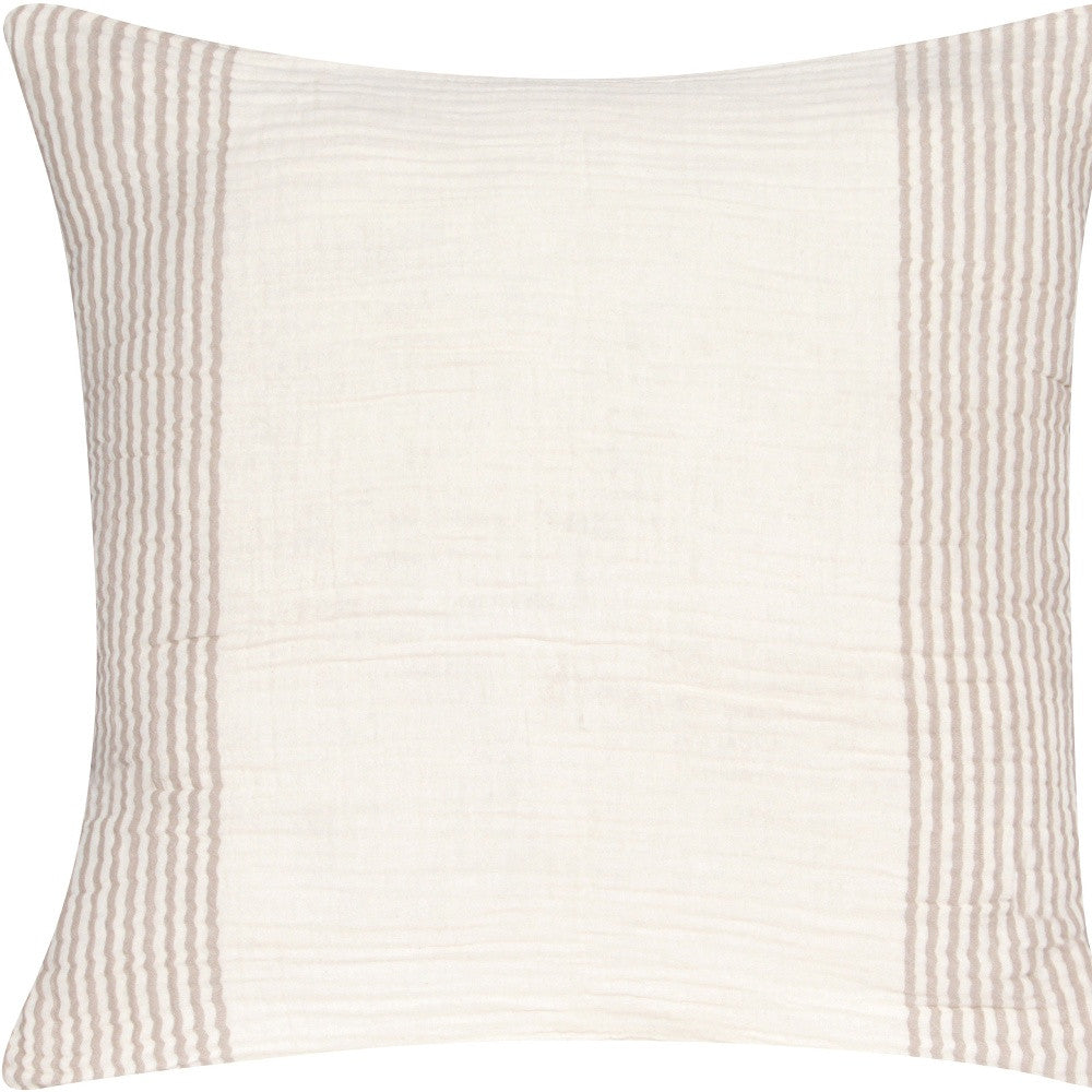 Beige & Ivory Striped Cotton Pillow